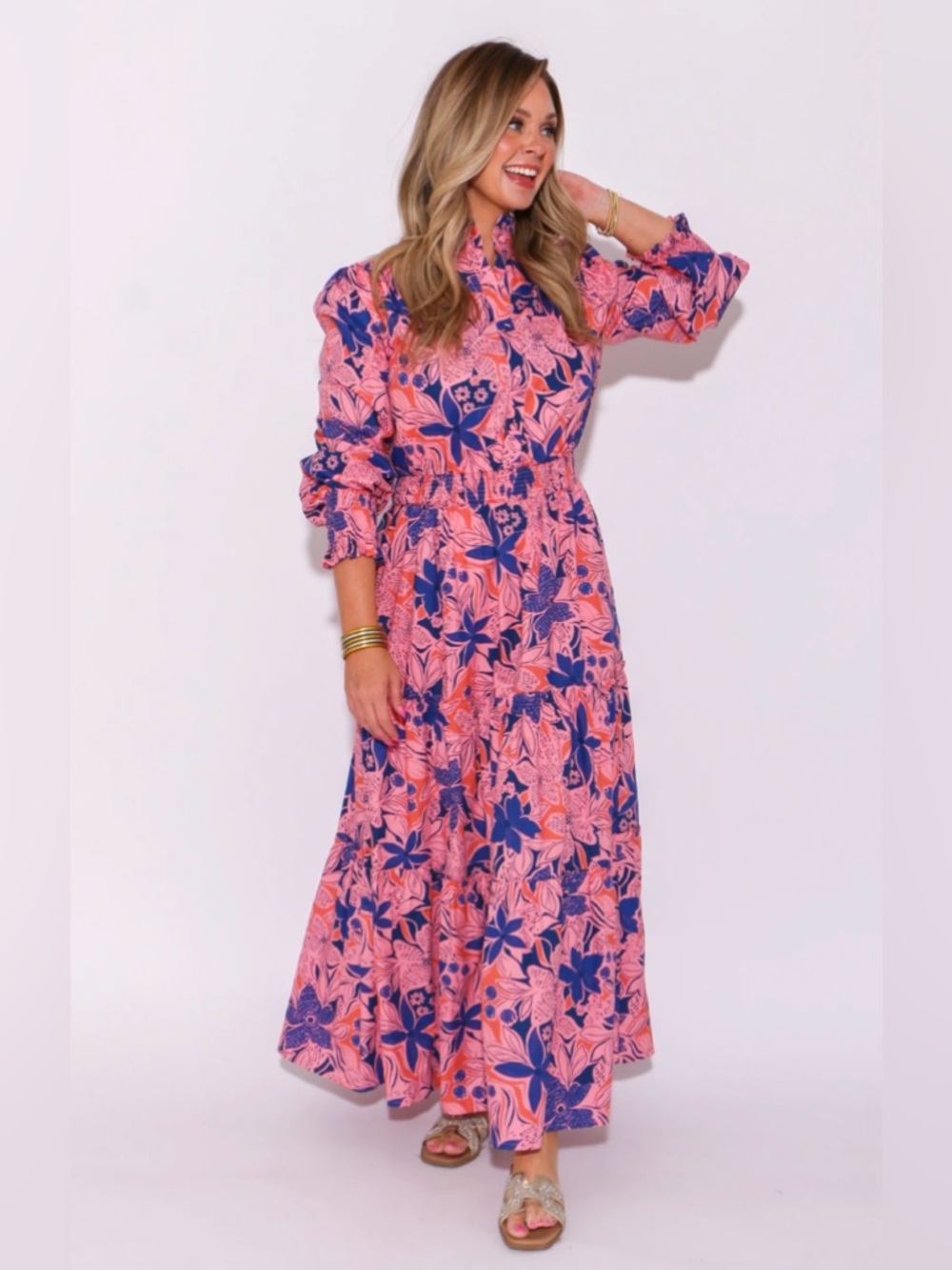 KARLIE POPLIN TIER MAXI DRESS NWTs